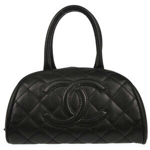 Chanel Black Calfskin Bowling Bag 27 165738